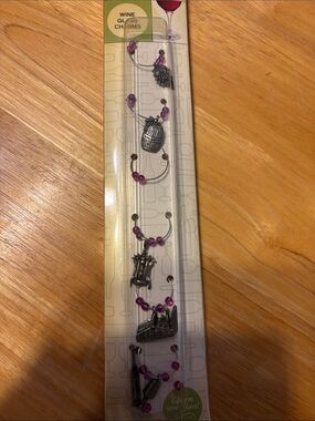 Wine Glass Charms Set with Purple Beads and Silver Charms